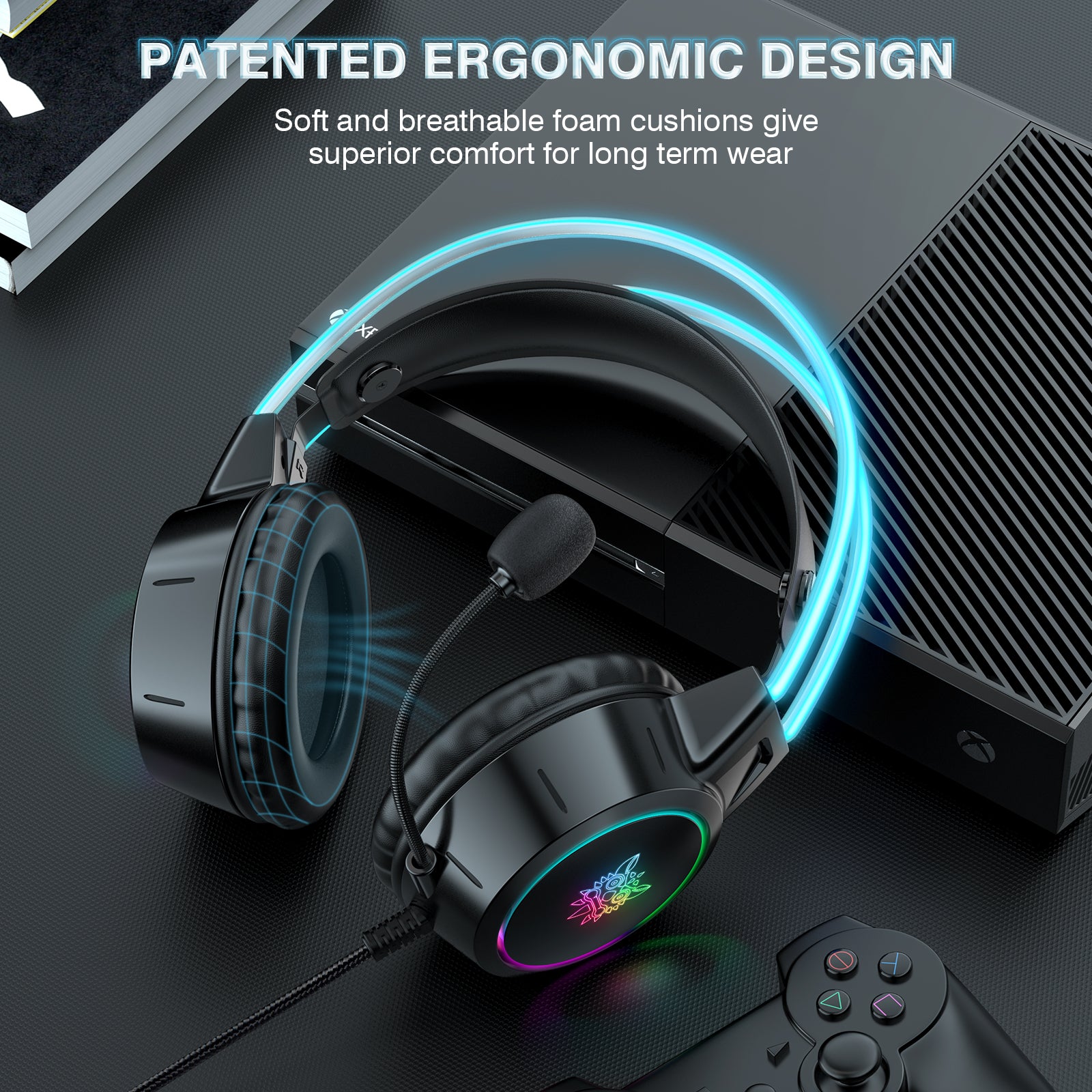 ONIKUMA X15 Pro Gaming Headset 3.5mm Wired Headset Surround Sound Gaming Headphone with RGB Lighting Effect ONIKUMA X15 Pro Gaming Headset 3.5mm Wired Headset Surround Sound Gaming Headphone with RGB Lighting Effect